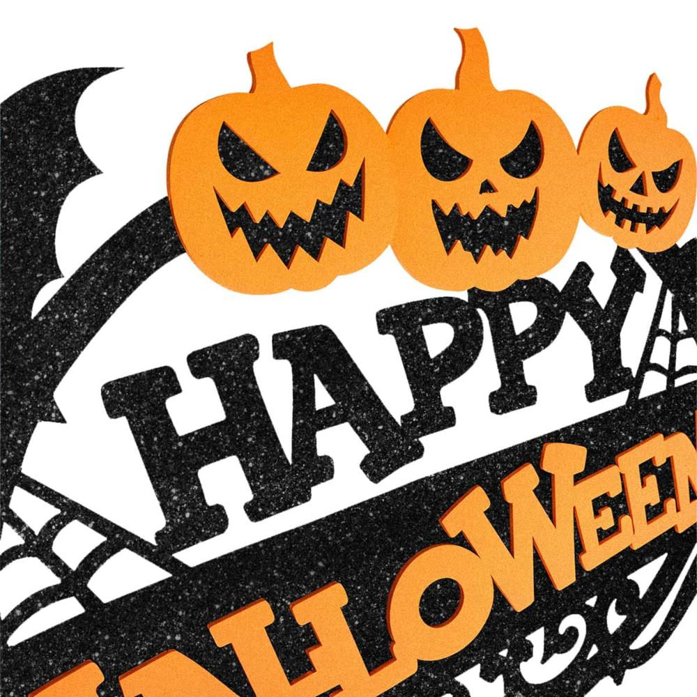 Decoração Porta Hall Placa Painel Grande Happy Halloween 3D em EVA