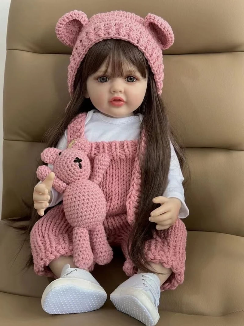 Bebê Reborn Debby Crochê Lançamento 55cm Silicone - Ri Happy
