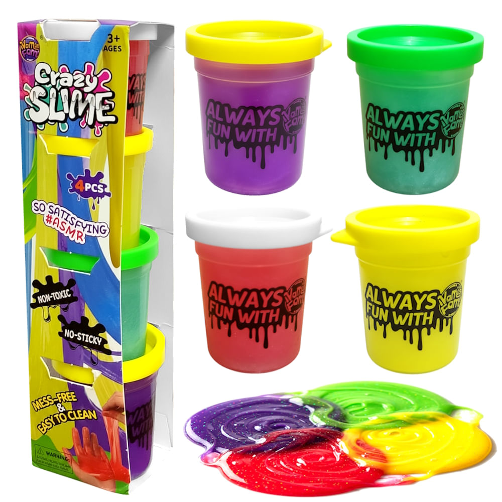 4 Potinhos Slime Meleca Coloridos Educativos Divertidos Infantil