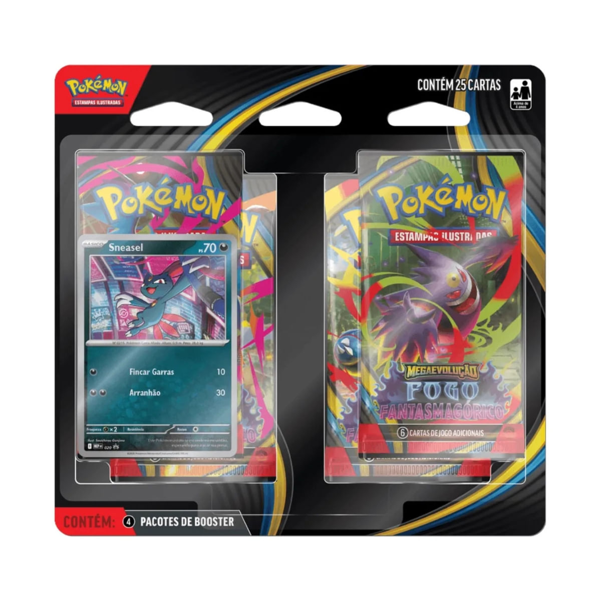 Pokémon Blister Quadruplo Mega Fogo Fantasmagórico Sneasel Sneasel