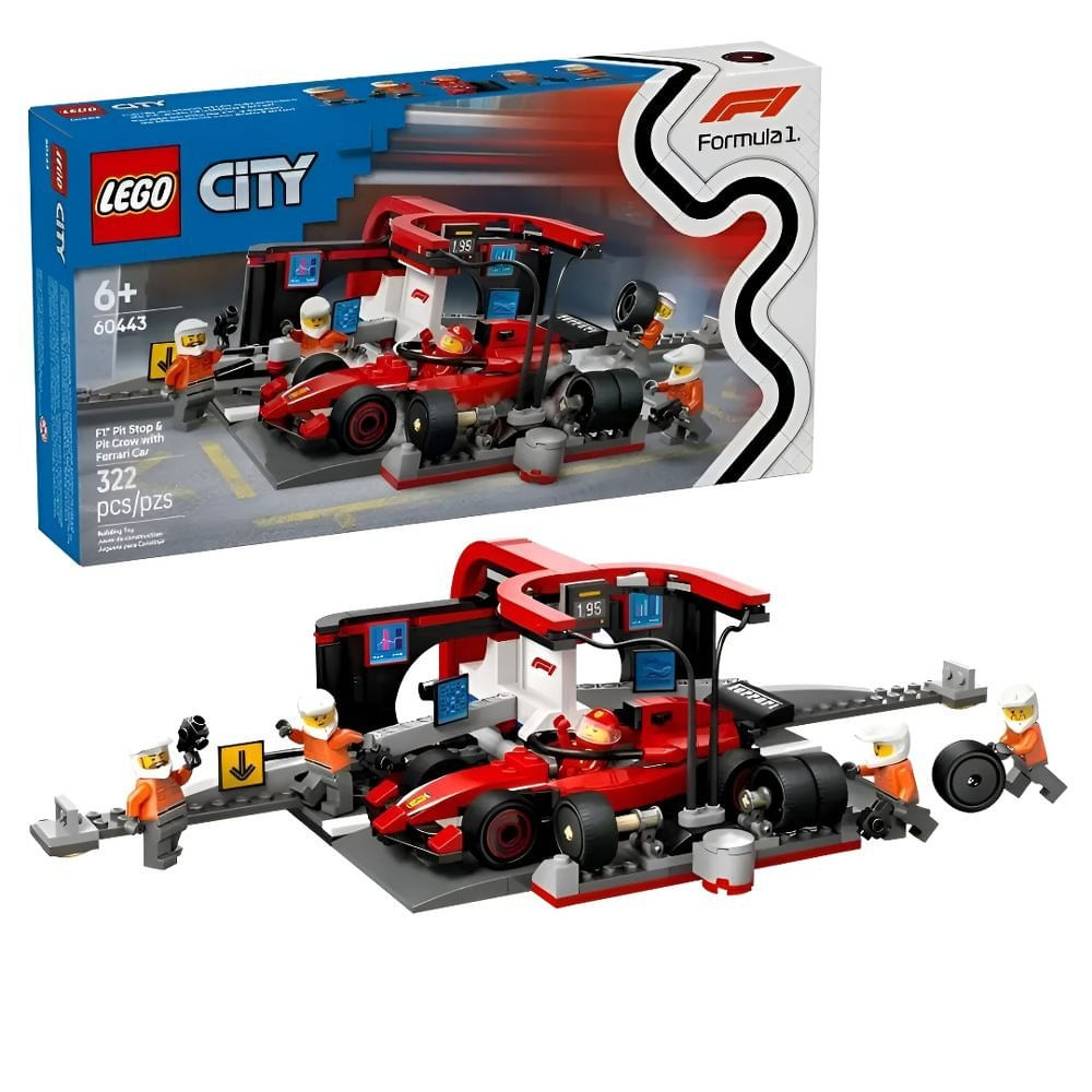 Lego City Boxe De F1 Equipe No Boxe Com Carro Ferrari 60443