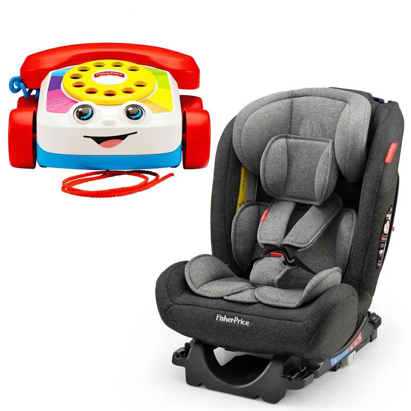 Kit-Cadeira-para-Auto---De-0-a-36-Kg---All-Stages-Fix-2.0---Cinza-e-Preto-e-Telefone-Feliz---Fisher-Price_Frente