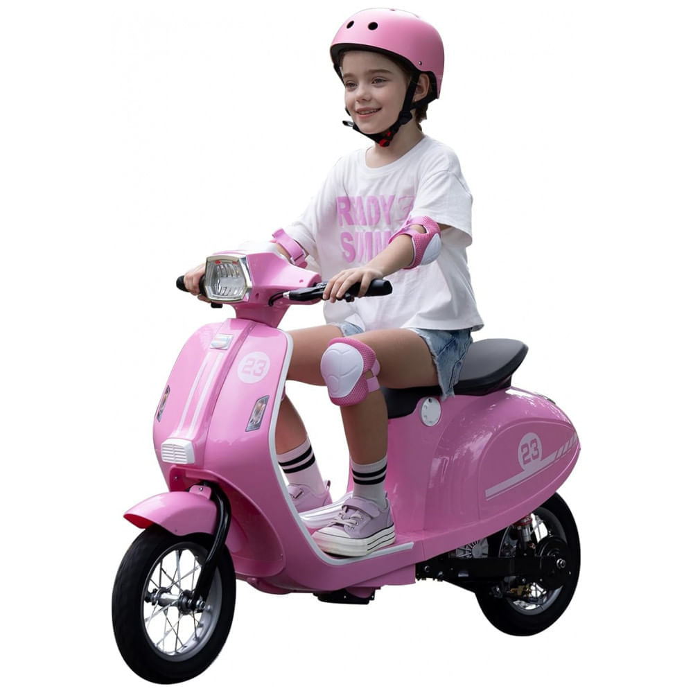 Encontraproduto.com.br - Moto Elétrica Infantil Okay Run Rosa 24V 2 Rodas LED Música 3 Velocidades Buzina 8 a 14 Anos