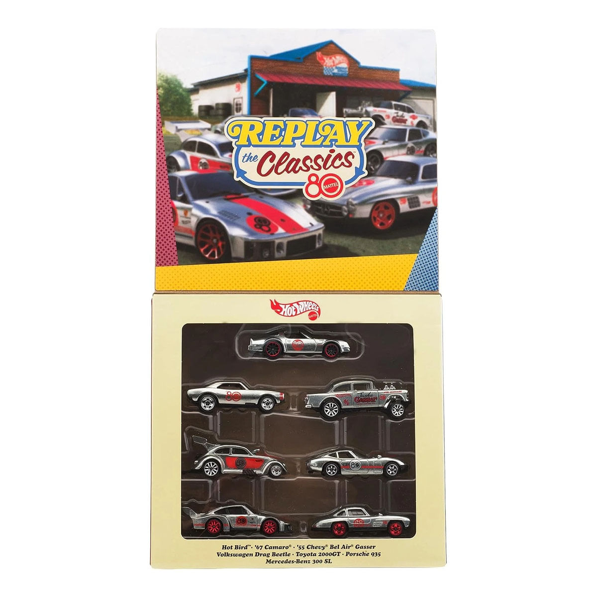 Box Hot Wheels Replay The Classics 80 Anos Mattel Pack 7 Carrinhos