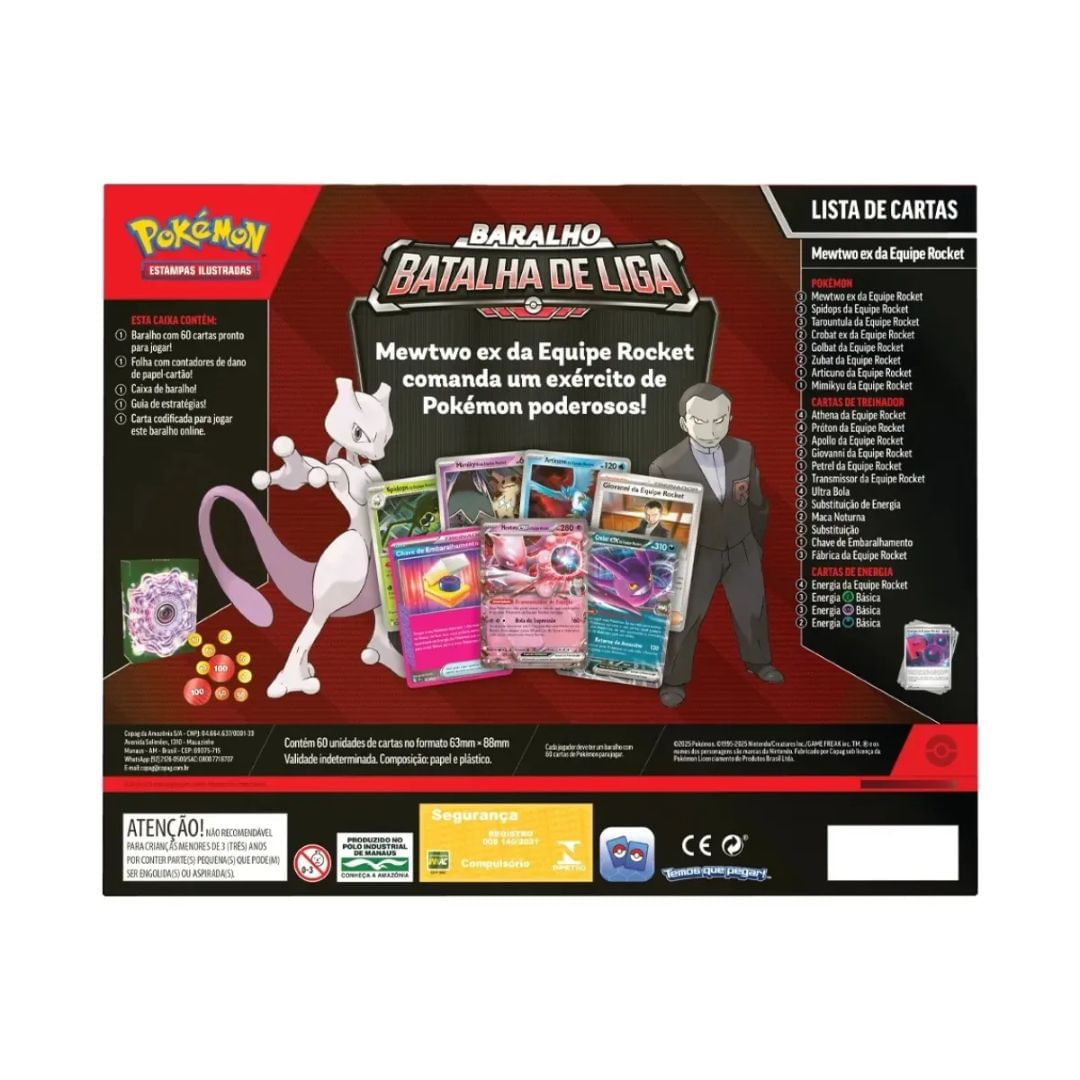 Pokémon TCG Mewtwo ex da Equipe Rocket Batalha de Liga Copag
