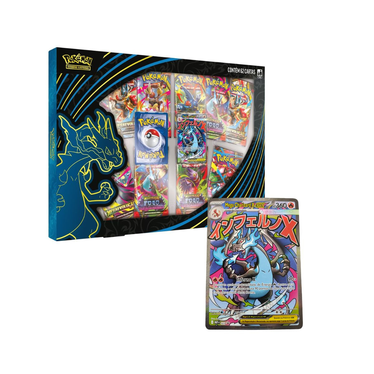 Pokémon TCG Cartas Box Coleção Mega Charizard X Ex - Ri Happy