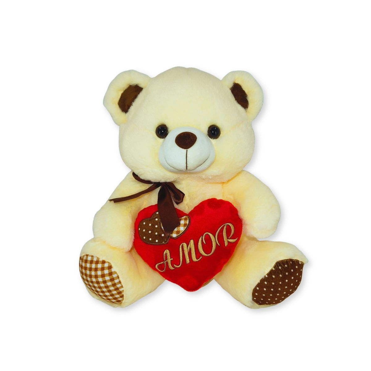 Urso de Pelúcia 33cm com Coração Bordado Amor Presente Romântico Fizzy Toys