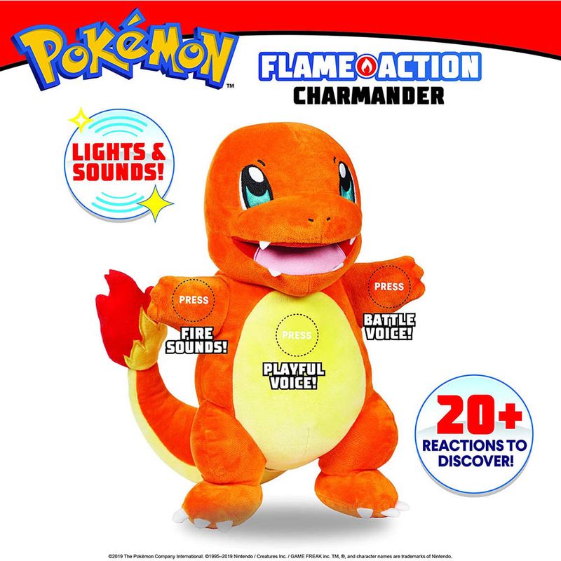 Pelúcia Com Luzes e Sons - 20Cm - Pokémon - Charmander - Sunny