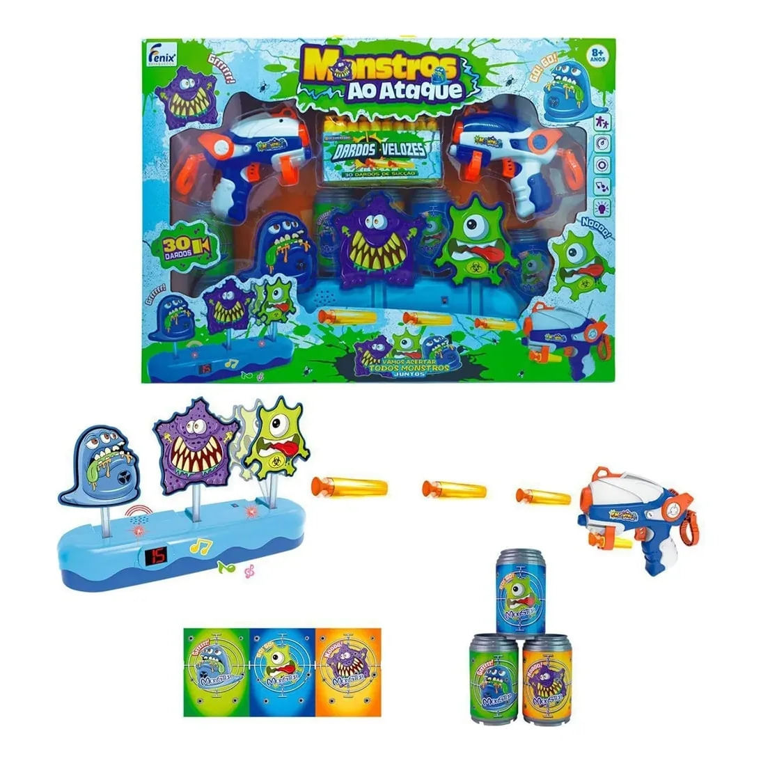 KIT DUPLO DE LANÇADORES MONSTROS AO ATAQUE - FENIX - Ri Happy