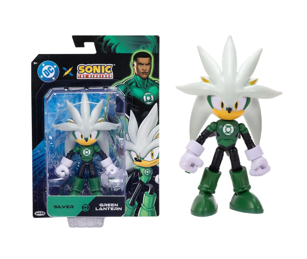 Boneco Articulado Silver Versão Lanterna Verde - DC x Sonic The