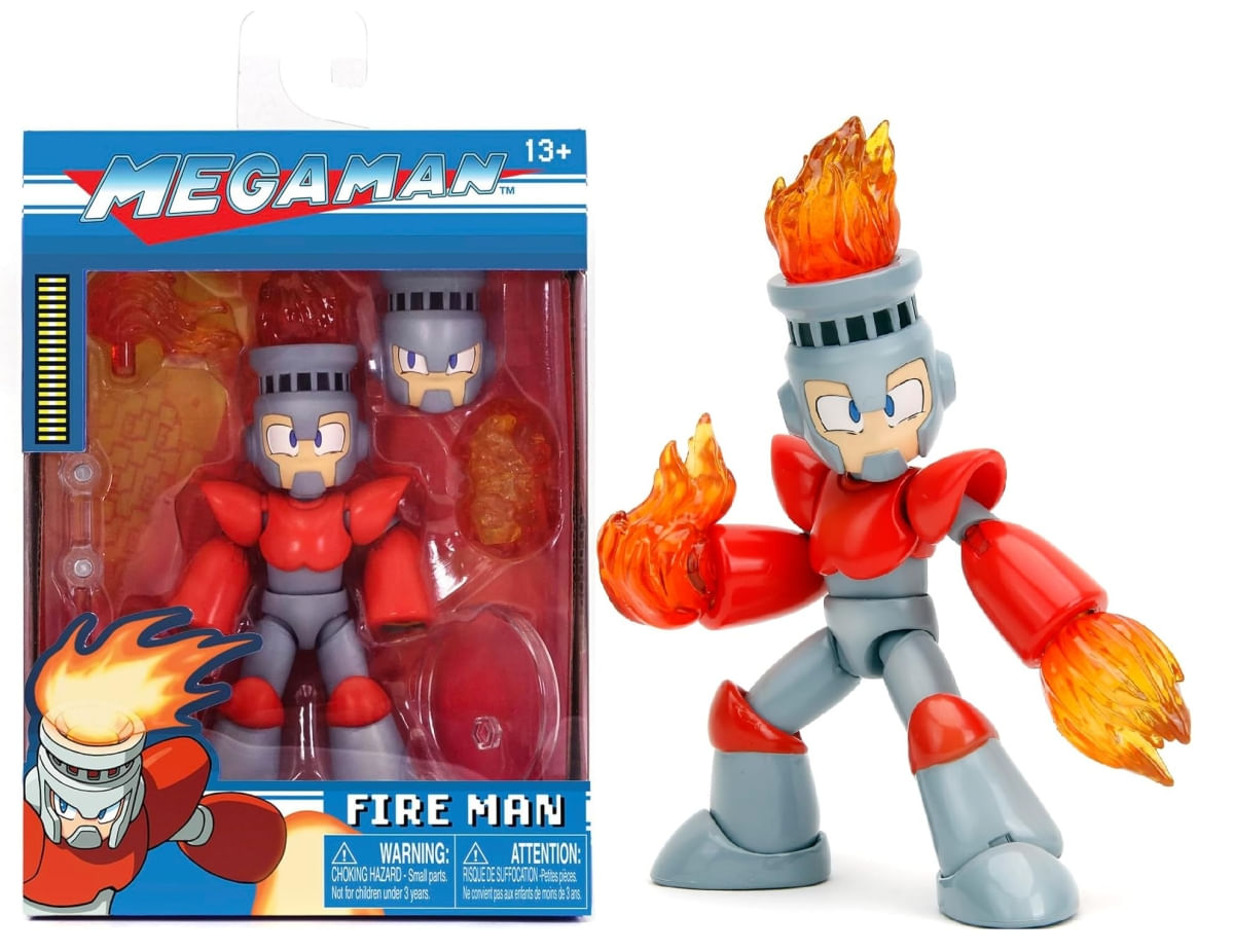 Boneco Articulado Fire Man c/ Acessórios - Mega Man - Jada - Ri Happy